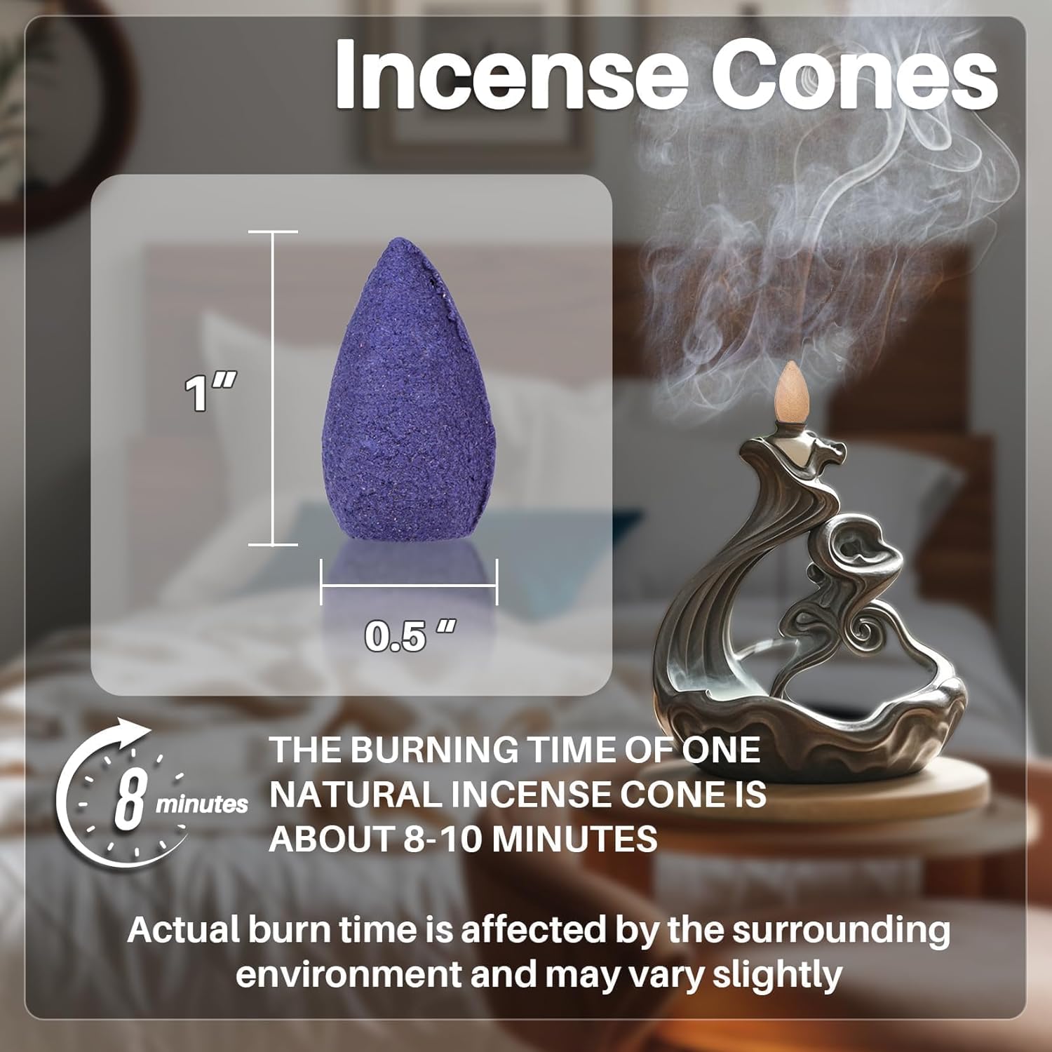 108 PCS Backflow Incense Cones for Waterfall - Waterfall Scented Cone Incense Backflow Smoke Burning Inscents-Cones Bulk 6 Different Scented Incense Cone Match Waterfall Incense Burner Exclude