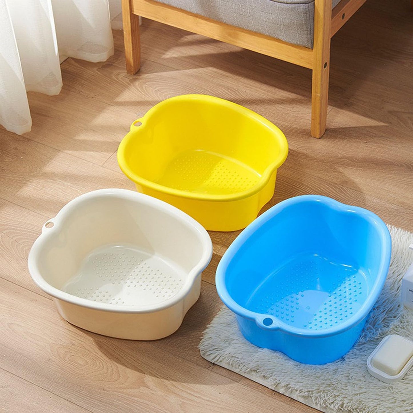 AXLOFO® Foot Soaking Tub Large Size Foot Basin, Feet Soaking Tub with Massage Acupoint, Pedicure Feet Soak Basin Plastic Bucket for Women and Men (White)