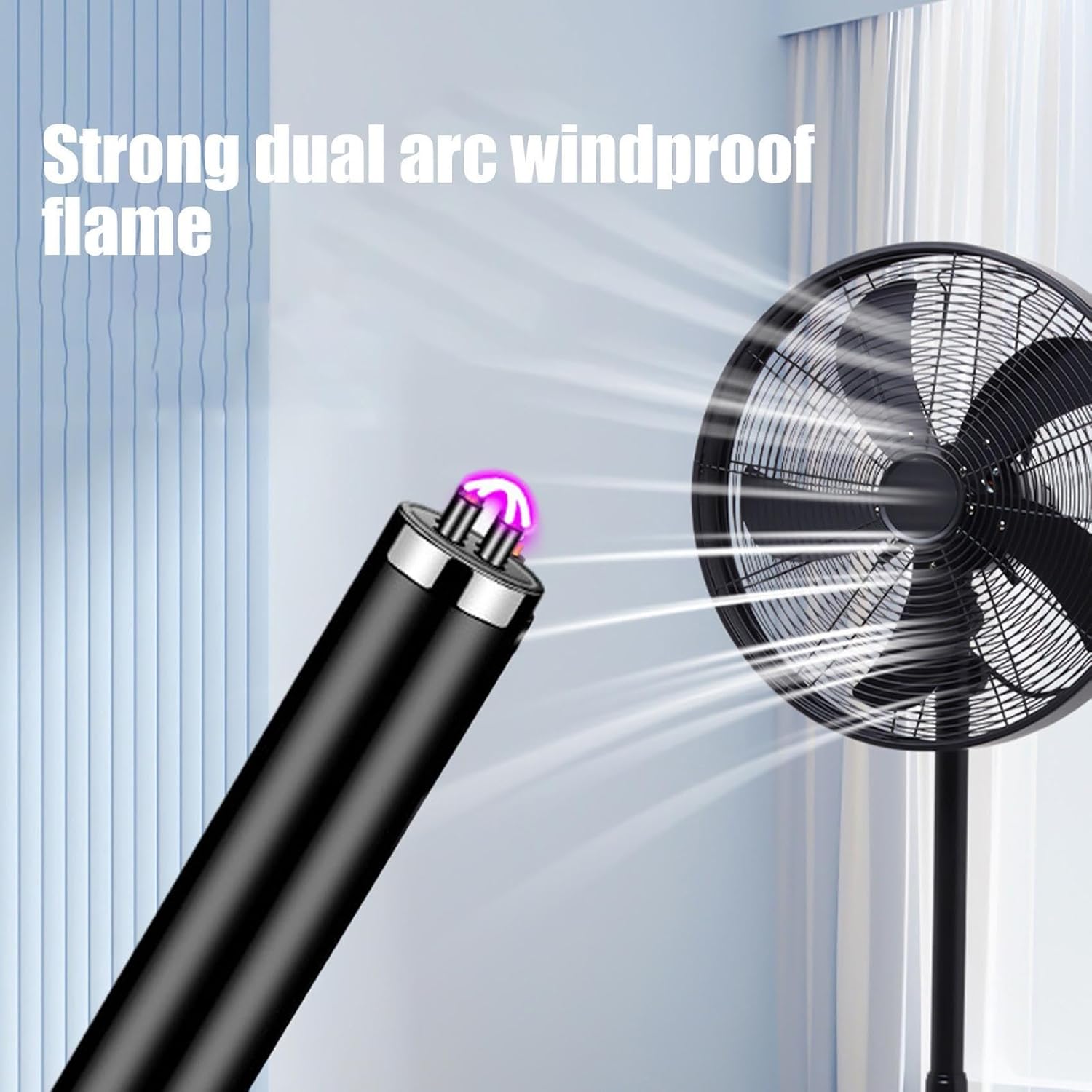 Windproof USB Ignition Lighter, Flexible Long Neck, No Flame, Windproof, Rechargeable, Ideal for Kitchen, Candle, Gas Stove, Outdoor Use (White)