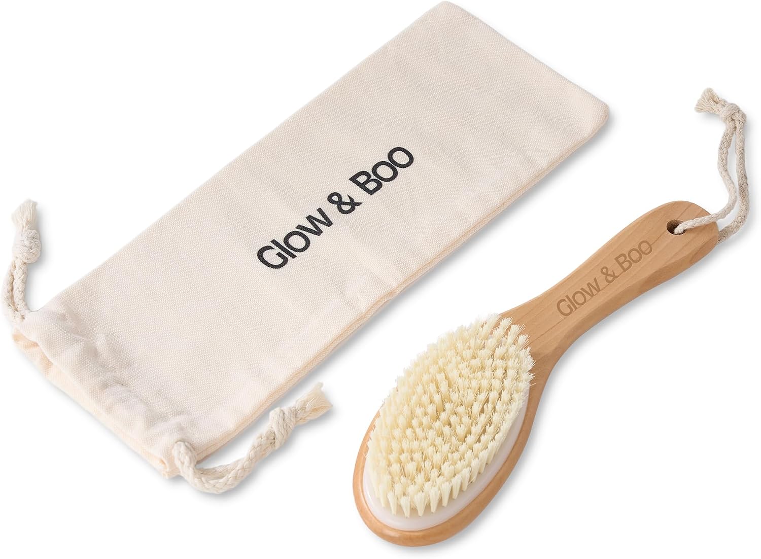 Dry Body Brush for Shower & Bath – Bamboo Exfoliating Brush for Dry or Wet Use – Full Body Skin Care for Legs, Back, Arms, Cellulite & Lymphatic Drainage