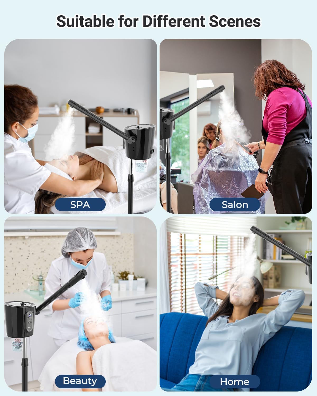 Professional Facial Steamer with Ozone - Ionic Nano Hot Mist Steamer with Large Capacity and 30-Min Timer for Estheticians, Beauty Salons, and Home Skin Care Use