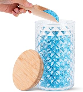 1000ML/33OZ Acrylic Bath Salt Container, Anti-shatter Bath Salt Jars with Airtight Lids & Wooden Scoop, Acrylic Jars with Lids for Coffee, Sugar, Cookie, Bath Tub Accessories for Women