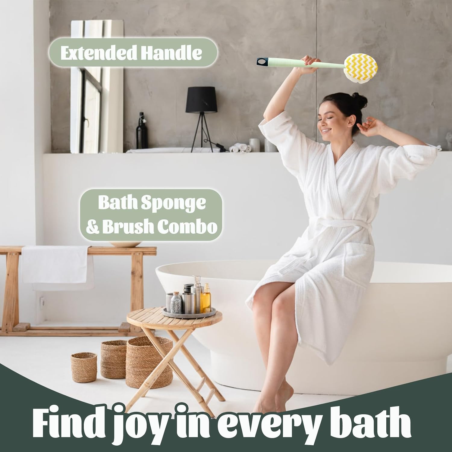 Bath Back Scrubber Brush for Shower,Dry Brushing Body Brush for Men Women Long Handle Exfoliator