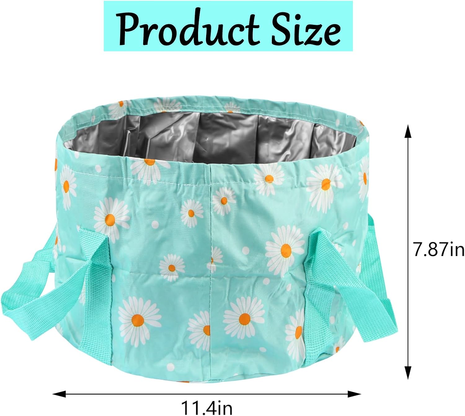 Daisies Print Collapsible Foot Bath Basin,Portable Foot Spa Soaking Bath Basin Feet Home Collapsible Bucket for Camping Washing Fishing, Pack of 2