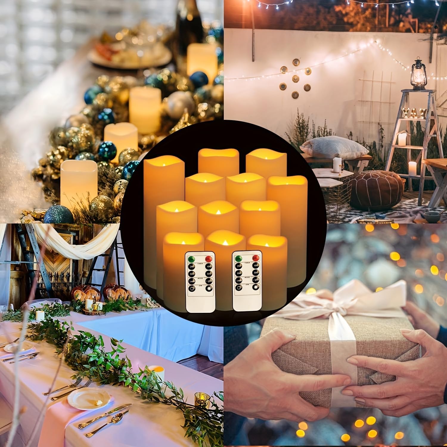 24pack Flickering Flameless Candle with Remote (D2.2 X H4 ”5” 6” inch), 24-Hour Cycling Waterproof Fake LED Lights for home décor, Table Decorations, Wedding, Anniversary, Halloween, Christmas
