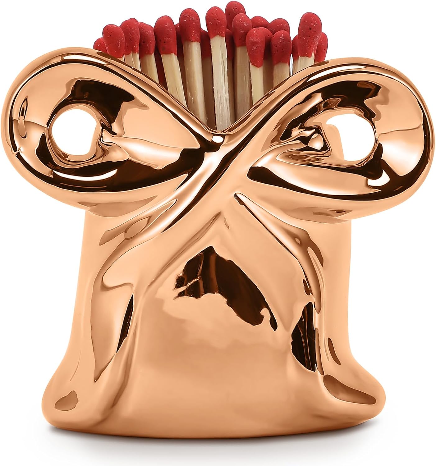 Blulu Bow Ceramic Match Holders Gold Match Decorative Home Decoration for Bathroom Bedroom Fireplace Kitchen