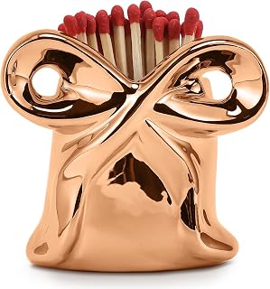 Blulu Bow Ceramic Match Holders Gold Match Decorative Home Decoration for Bathroom Bedroom Fireplace Kitchen