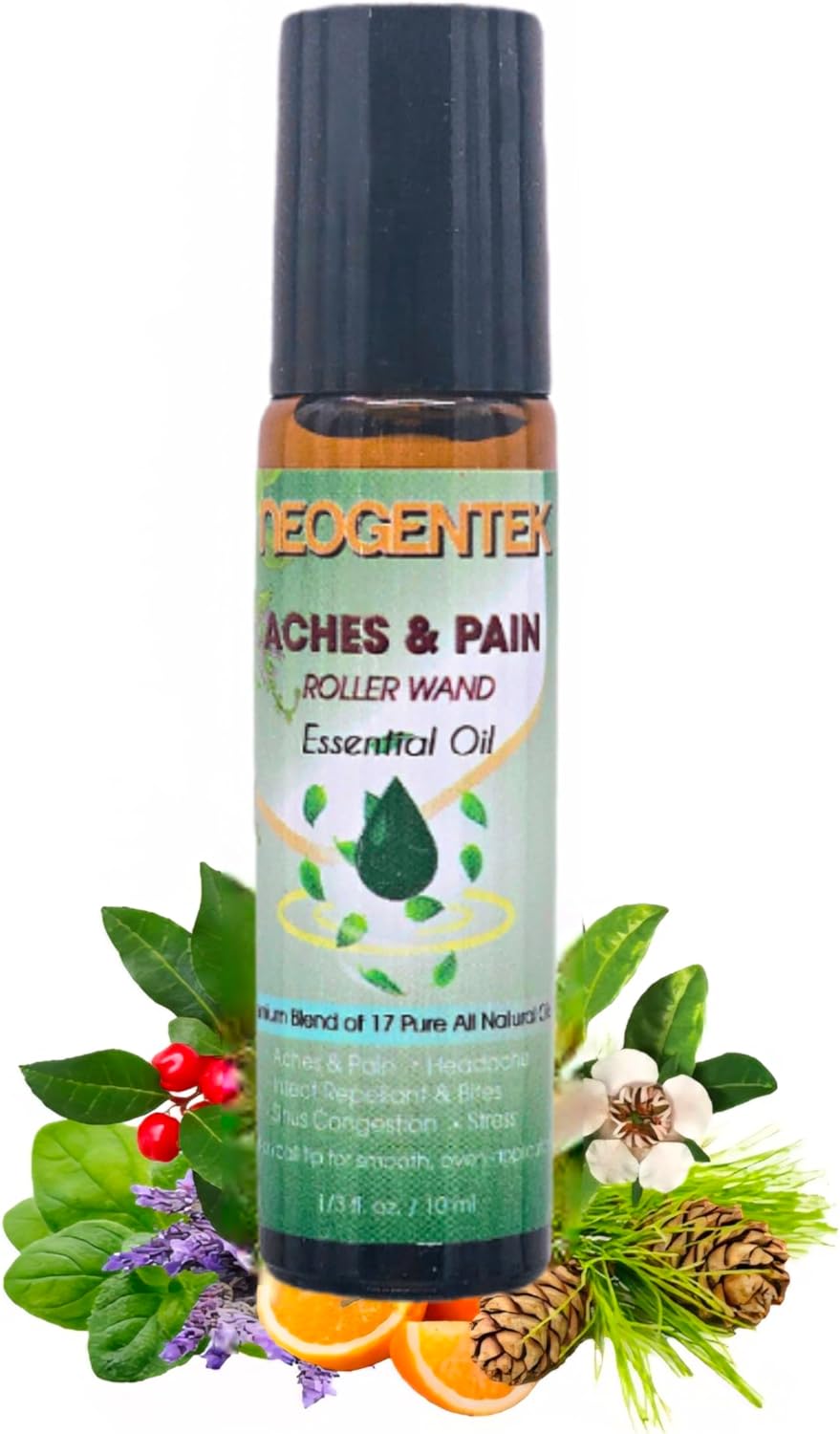 Aches & Pains Essential Oil Blend | Crafted from 17 Pure Botanical Oils | Natural Comfort & Relaxation – Aromatherapy Roll-On for Muscles & Joints, Headache – 10ml (Aches & Pains)