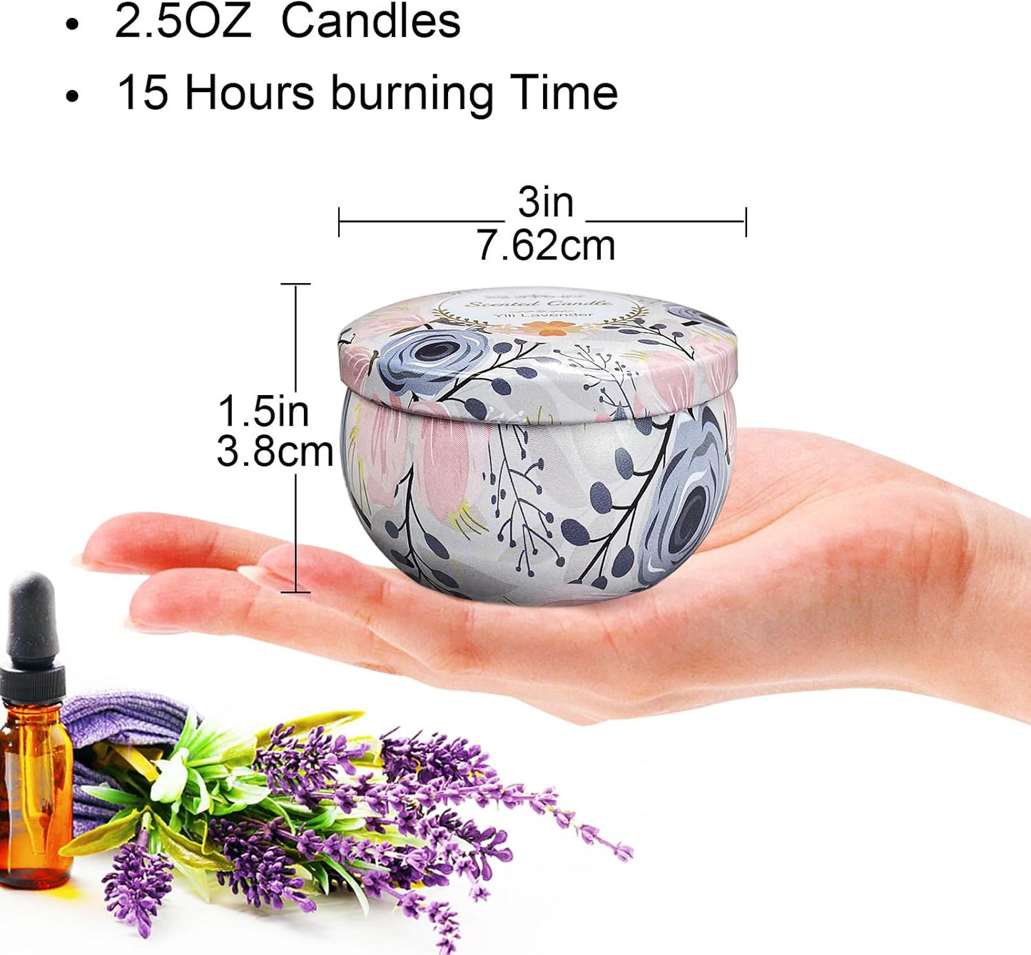 36 Packs Scented Candles Gift Set, Fragrances Candle for Women, 2.5 OZ Portable Jar Candle for for Spa, Yoga, Bath, Aromatherapy, Stress Relief, Floral Pattern