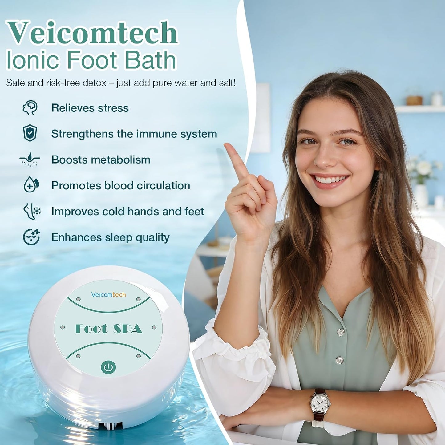 Portable Ionic Detox Foot Bath Machine, Ionic Detox Foot Spa Chi Cleanse with 5 Liners for Home Use Spa Club Salon or Holiday Travel Gift US Stock(Tub not Include)