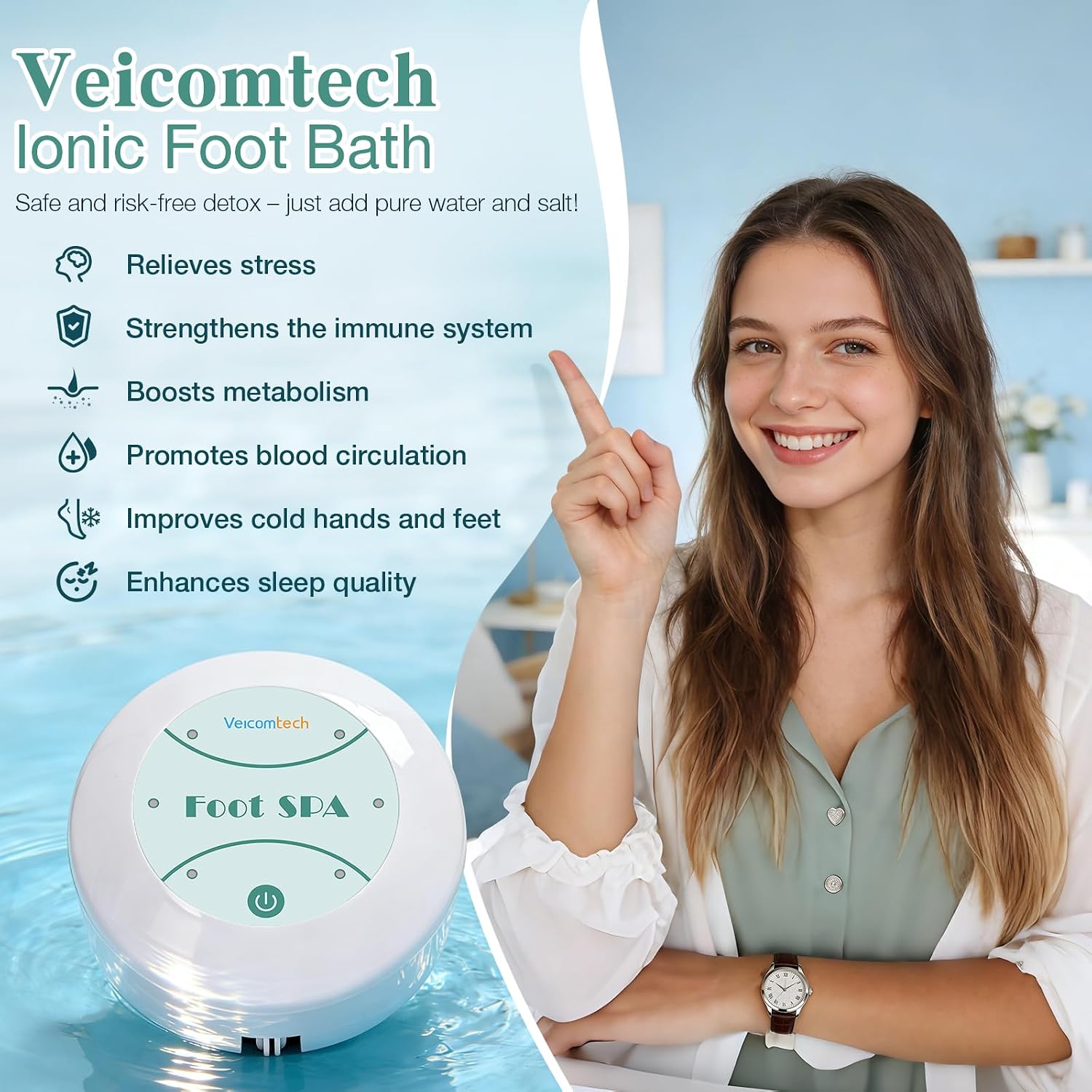 Portable Ionic Detox Foot Bath Machine, Ionic Detox Foot Spa Chi Cleanse with 5 Liners for Home Use Spa Club Salon or Holiday Travel Gift US Stock(Tub not Include)
