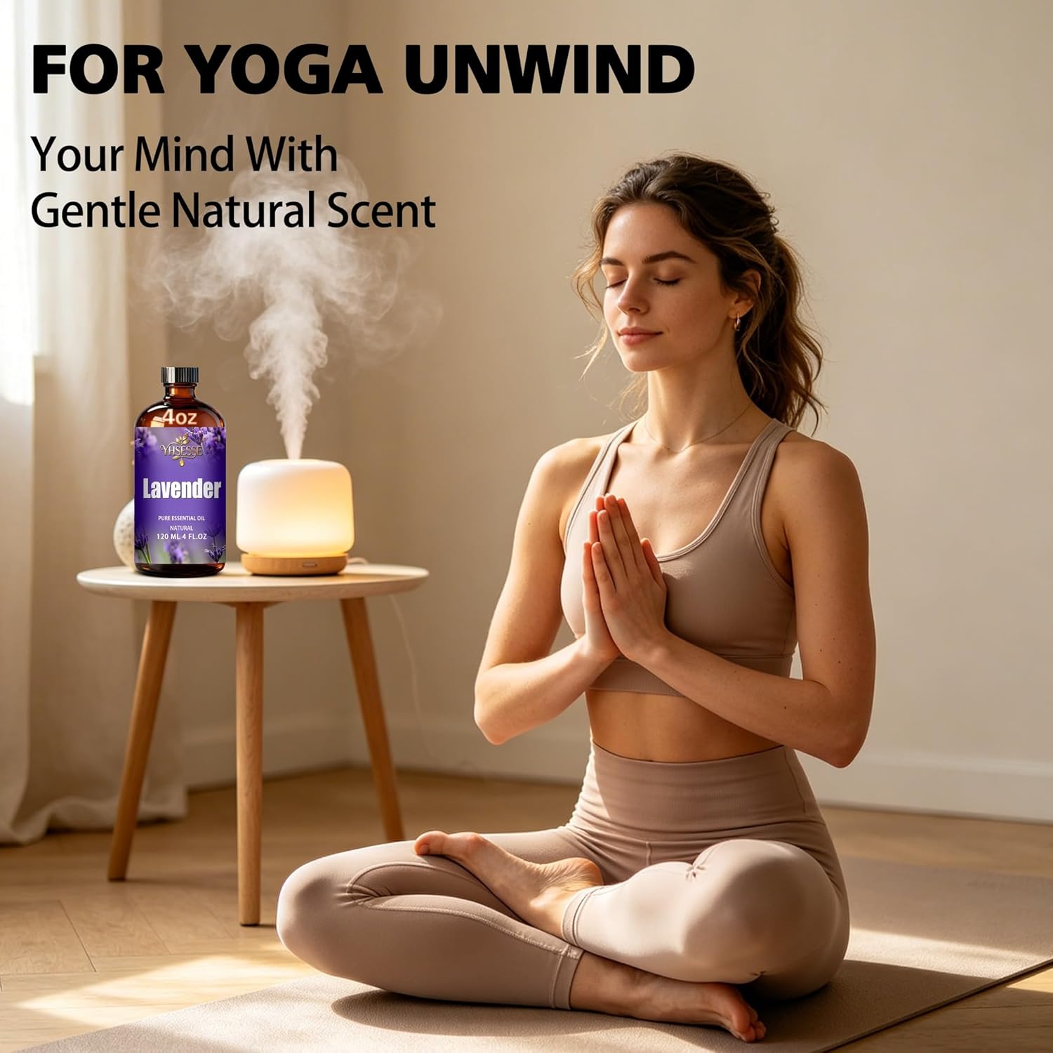 Lavender Essential Oil, Lavender Oil 4 Fl Oz 120ml for Diffuser Yoga Soap & Candle Making – with 0.33 Oz Roller Ball & Dropper YHSESSE Essential Oils