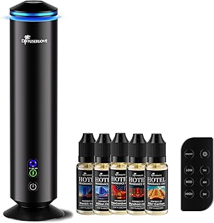 Diffuserlove Full Metal Body Waterless Scent Diffuser with 5 Hotel Scent Oils Hotel Diffuser Waterless Aromatherapy Essential Oil Diffuser UP to 1000 Sq Ft Coverage for Home Office