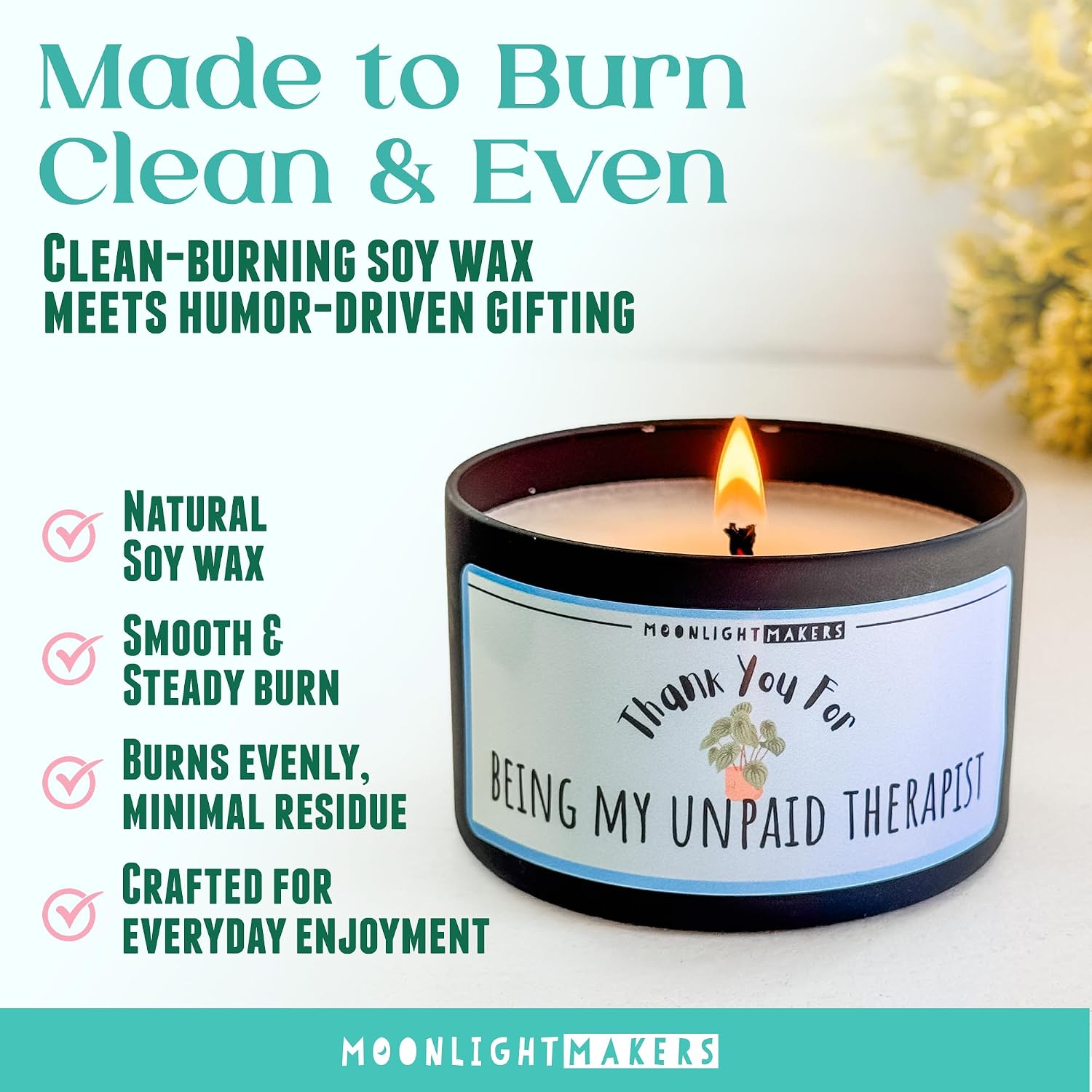 Moonlight Makers Happy Anniversary Caribbean Teakwood Scented Candle - Handmade Natural Soy Candle Wax, 25 Hour Burn Time, for Women, Unique Housewarming Gifts, Room Decor - 8oz Tin