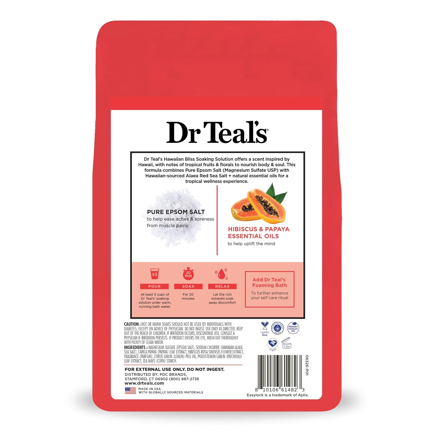 Dr Teal's Epsom Salt Magnesium Soak, Limited Edition Hawaiian Bliss, 3 lbs