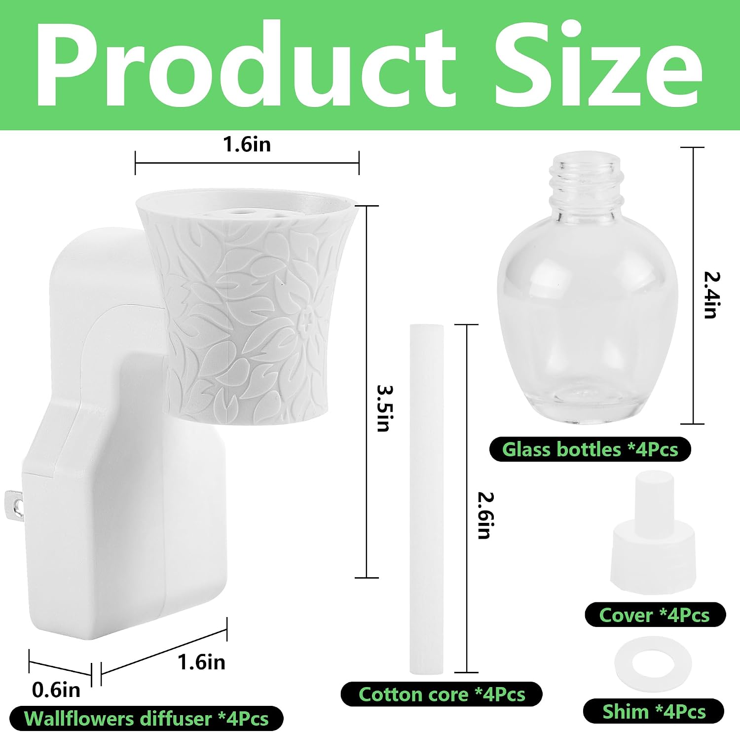 moonoom 4 Pack WallFlower Fragrance Oil Plug in Diffuser- Wall Fragrance Diffuser Plug- Rotary Plug Design Wallflowers Diffuser with 4 Empty Bottles for Home Office Spreading Scent