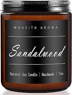 MOASITN Sandalwood Heavenly Scented Candles for Home| Natural Soy Aromatherapy Candle| Handmade Long Lasting Jar Candel| Gift for Women,Men| as Birthday,Housewarming,Thank You,Relaxing Gifts| 7oz