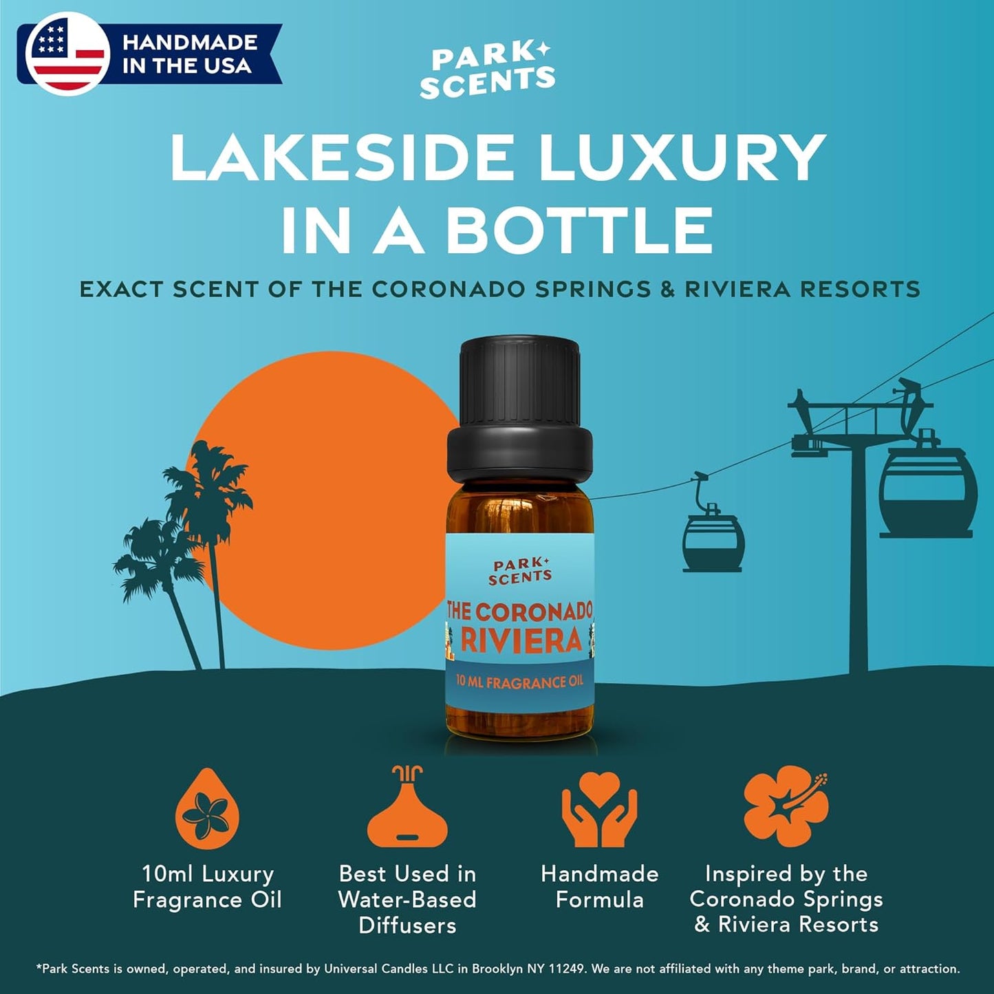 Park Scents The Coronado Riviera Theme Park Hotel Fragrance Oil – Hibiscus, Musk & Teakwood Luxury Scented Essential Oils for Diffusers for Home, Aromatherapy, Gifts for Women, Sister, Hostess (10ml)
