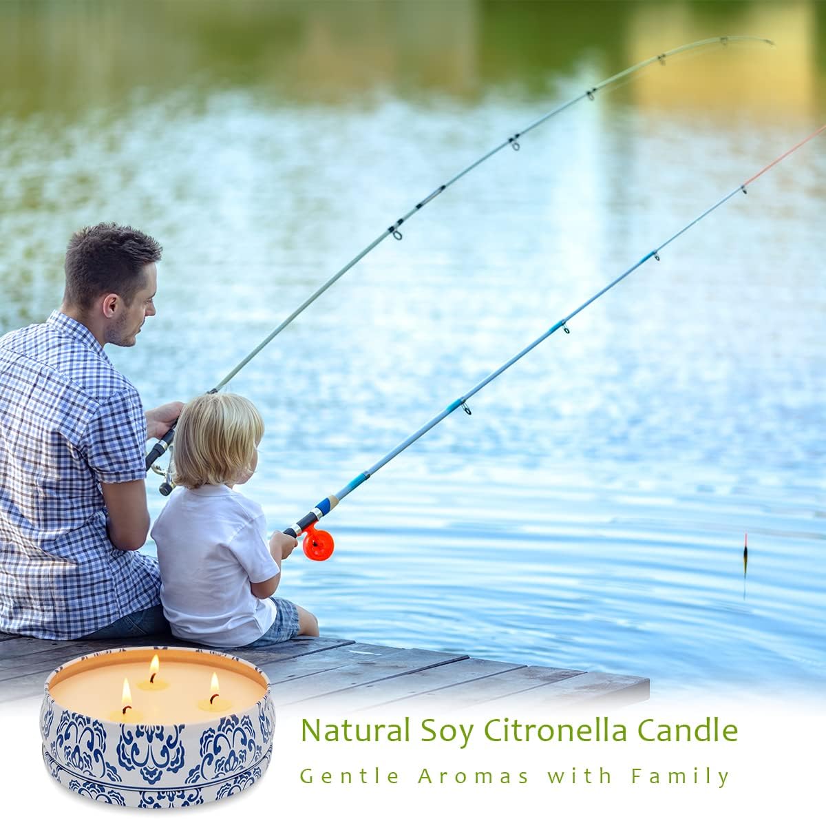 Large Citronella Candles Outdoor and Indoor, 3 Packs 13.5oz 3-Wick Soy Wax Portable Travel Tin Candle for Home Garden Patio Yard Balcony and Summer Gift