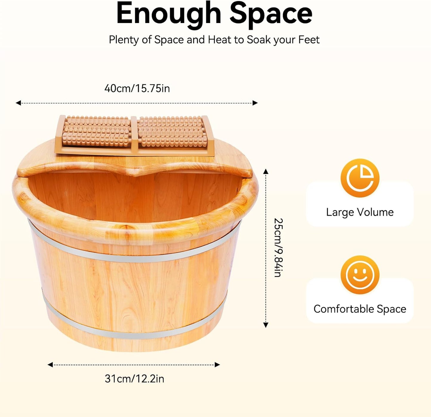 Wooden Foot Baths Bucket, Foot Massage Barrel, Thickened Spa Soaking Tub for Relaxation, Washing and Sauna, Relaxation, Wooden Foot Soaking Tub with Heat Retention