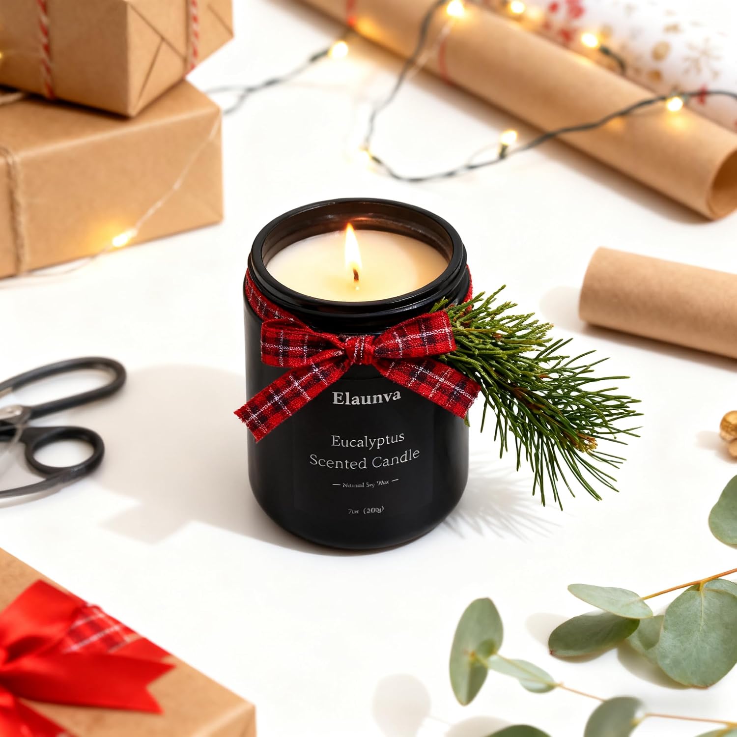 Eucalyptus Scented Candle 7oz (200g), Natural Soy Wax Aromatherapy, Spring Fresh Home Scent, Stress Relief, Spring Easter Home Decor Gift for Men and Women