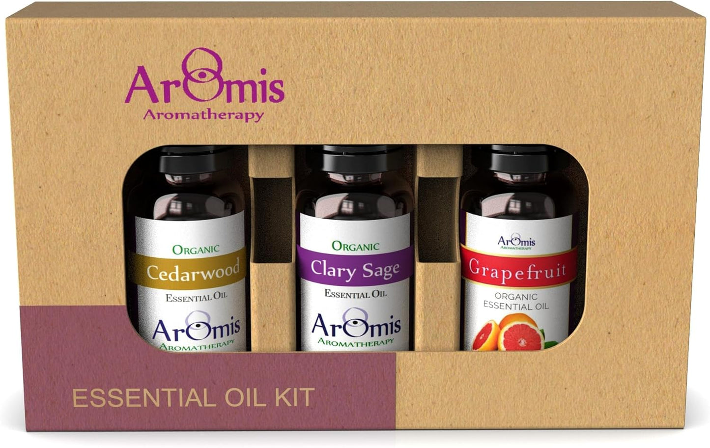 ArOmis Essential Oils - Meditation Kit 2-100% Pure Premium-Grade - Cedarwood, Clary Sage and Grapefruit - 3 Pack - 0.34 fl oz/10ml, 150 Micron Filtered for Nebulizer Use