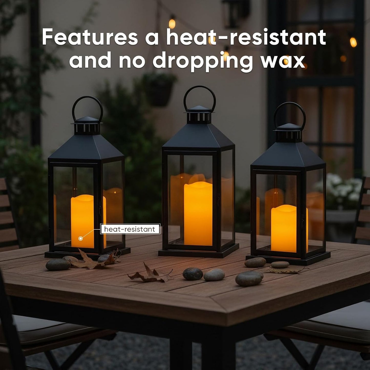 Amagic Flameless Candles Dusk to Dawn Sensor, Outdoor Waterproof Candles Battery Operated, Auto On/Off Flickering Fake LED Pillar Candle for Patio, Yard, Porch, Entryway, Lantern Decor, D3” x H4”5”6”
