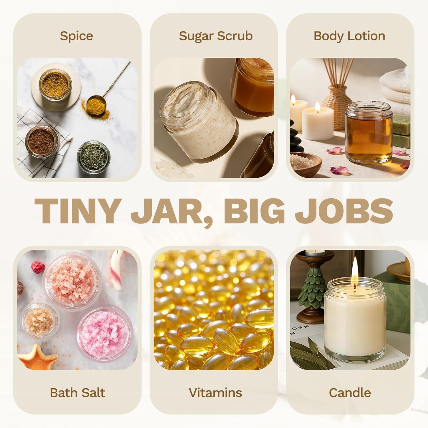 24Pcs 8 oz Clear Glass Candle Jars with Plastic Woodgrain Lids, Bumobum Body Butter Containers for Lotion, Creams, Body Scrubs, Ointments (240ml)