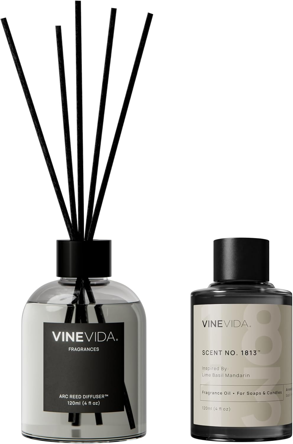 VINEVIDA Reed Diffuser Lime Basil & Mandarin | Diffuser Reed for Home & Bathroom | Long-Lasting Scent Sticks Set | Oil Stick Diffuser | Bathroom Scent
