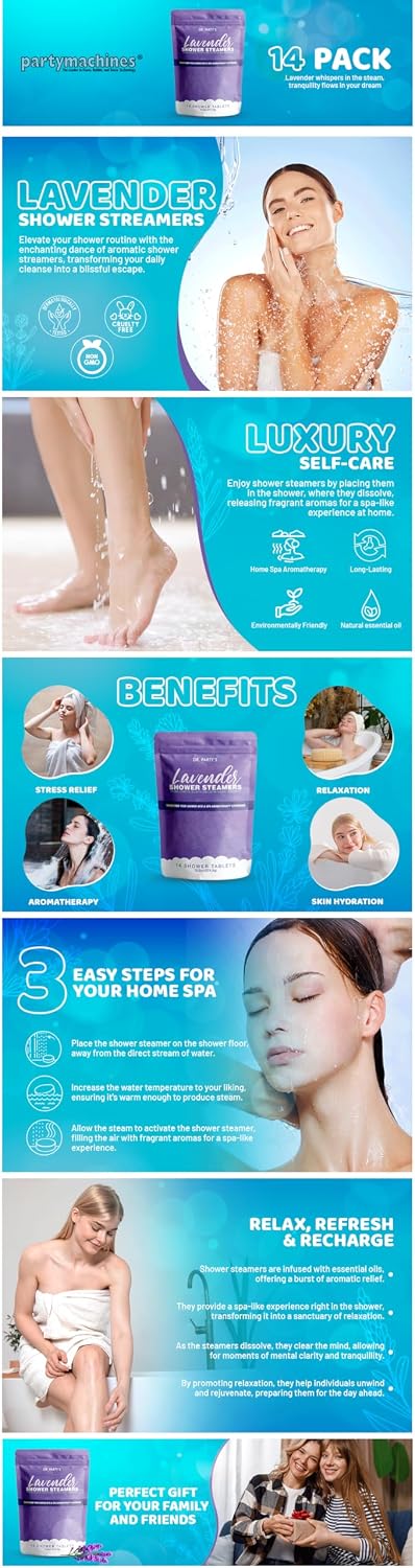 Shower Steamer - 5 Different scents - 14 Tablets per Package (Lavender)