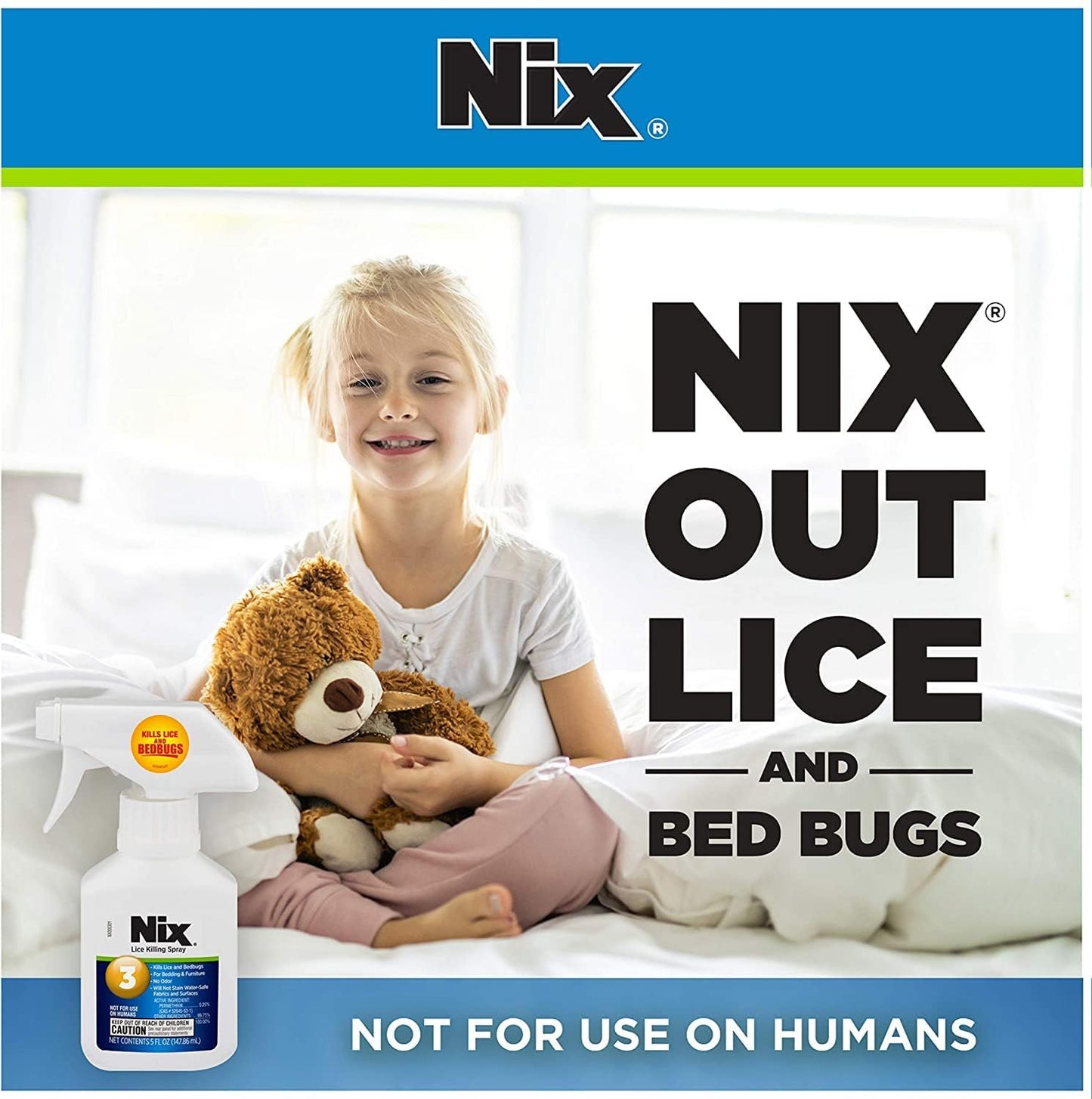 Nix Lice & Bed Bug Killing Spray for Home, Bedding & Furniture, 5 fl oz. (Pack of 3)