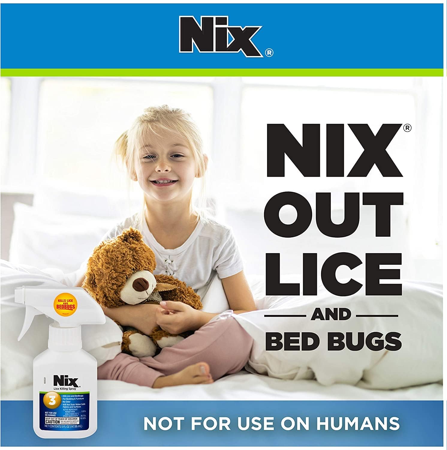 Nix Lice & Bed Bug Killing Spray for Home, Bedding & Furniture, 5 fl oz. (Pack of 3)