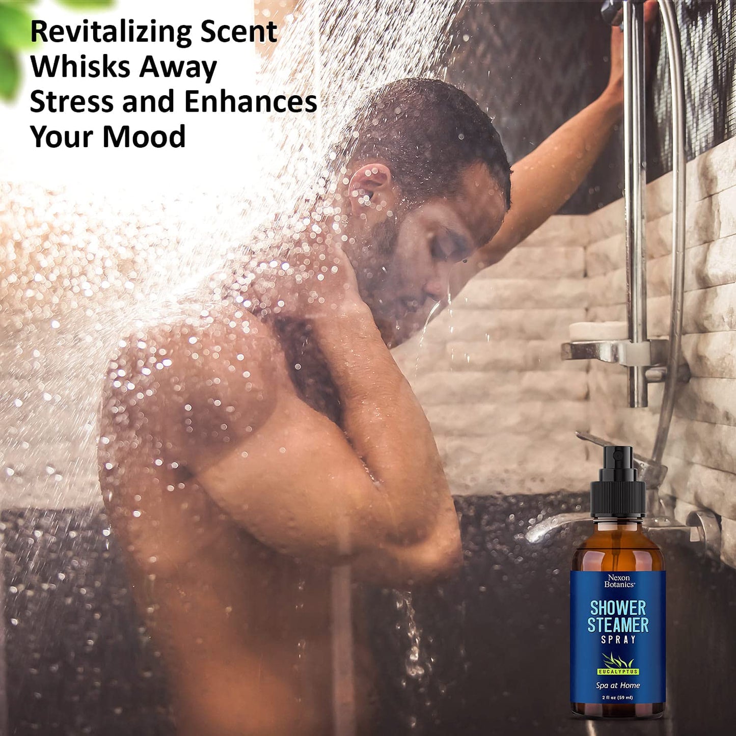 Eucalyptus Shower Steamer Spray 2 fl oz – Aromatherapy Shower Mist with Essential Oils – Eucalyptus Steam Spray for Sauna, Spa, Bathroom & Room – Nexon Botanics
