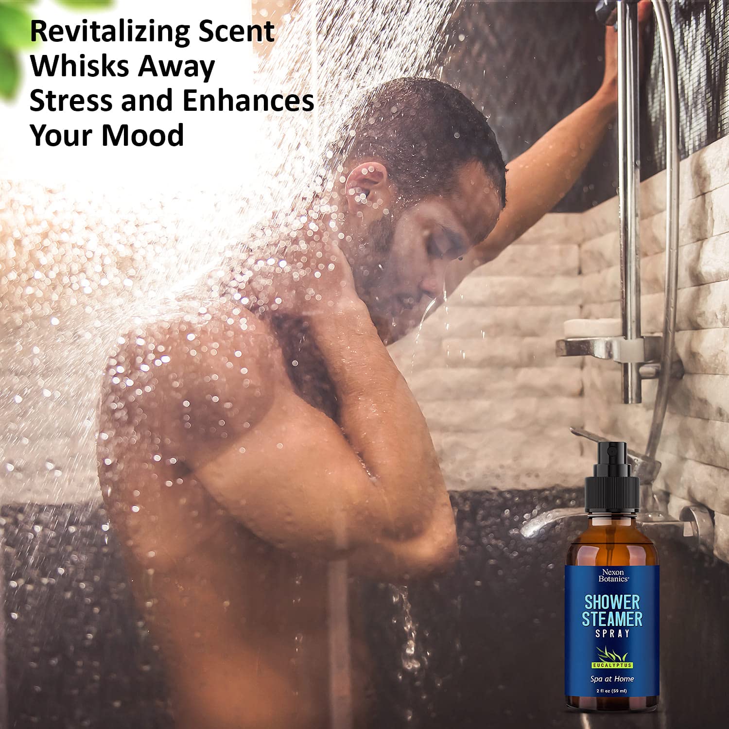 Eucalyptus Shower Steamer Spray 2 fl oz – Aromatherapy Shower Mist with Essential Oils – Eucalyptus Steam Spray for Sauna, Spa, Bathroom & Room – Nexon Botanics