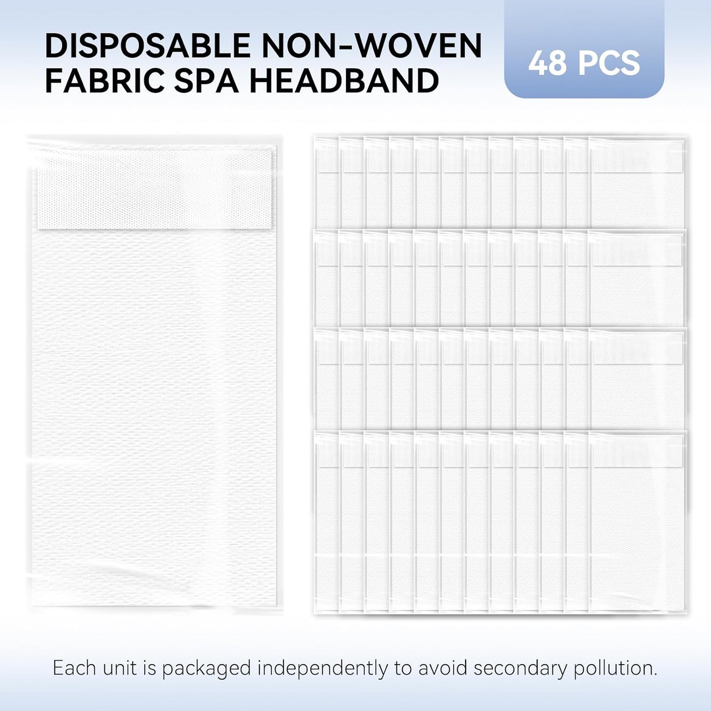 Disposable Headbands for Spa & Facials – 48pcs White Disposable Spa Headbands for Women, Professional Headband for Facials, Esthetician, Skincare & Washing Face – Non-Woven Disposable Hair Bands Pack