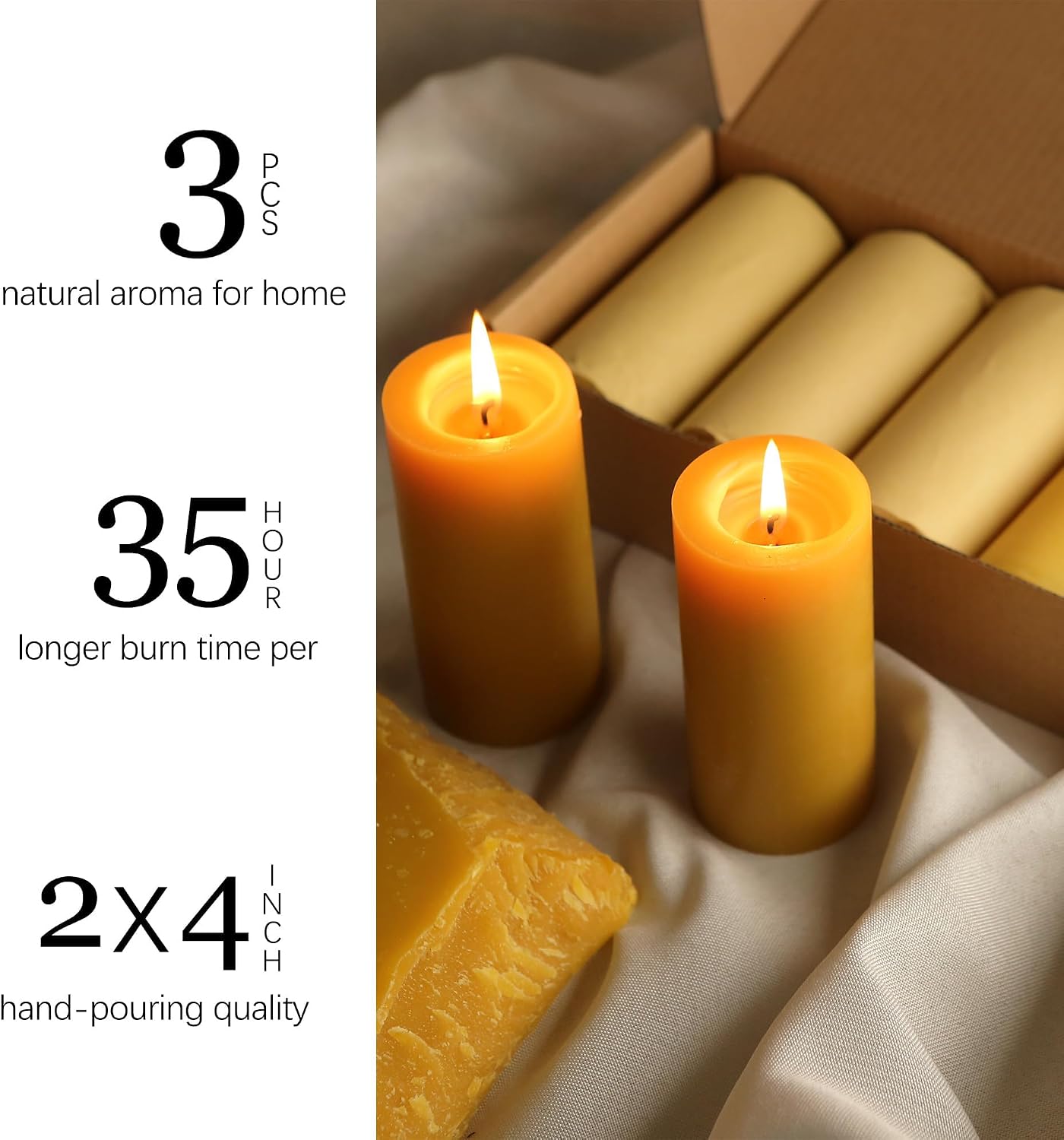 Natural Beeswax Candles Lavender/Sandalwood/Vanilla Sky Scented, 140H Burn Time,Prayer Home Decor, Eco-Friendly Gifts for Relaxation & Aromatherapy (3Pack, Vanilla Sky,Lavender,Sandalwood Mixed)