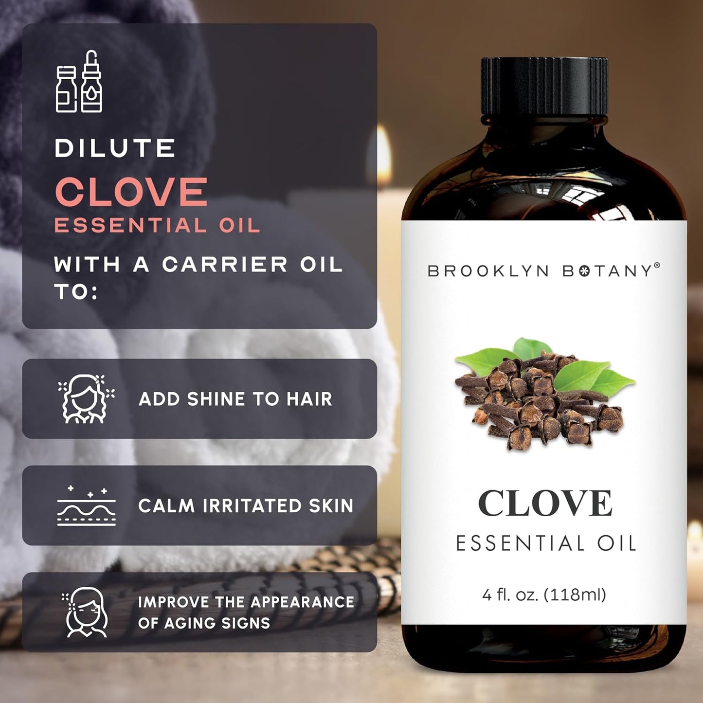 Brooklyn Botany Peppermint & Clove Essential Oils – 4 Fl Oz (Pack of 2) – 100% Pure & Natural – Bold & Invigorating Aromatherapy Blend