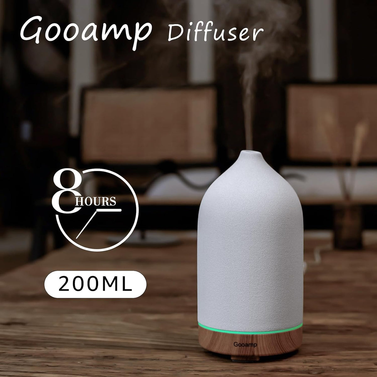 Gooamp 200ML Ceramic Essential Oil Diffuser for Home