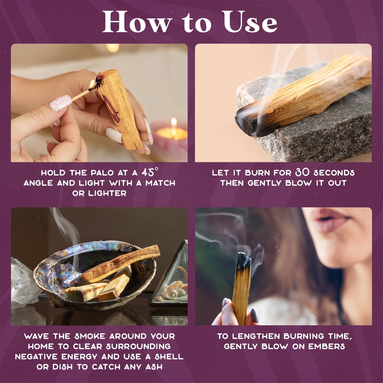 Purple Canyon Palo Santo Incense Sticks - 12 Pack | Sustainably Harvested Natural Incense for Smudging, Meditation, Cleansing, and Stress Relief