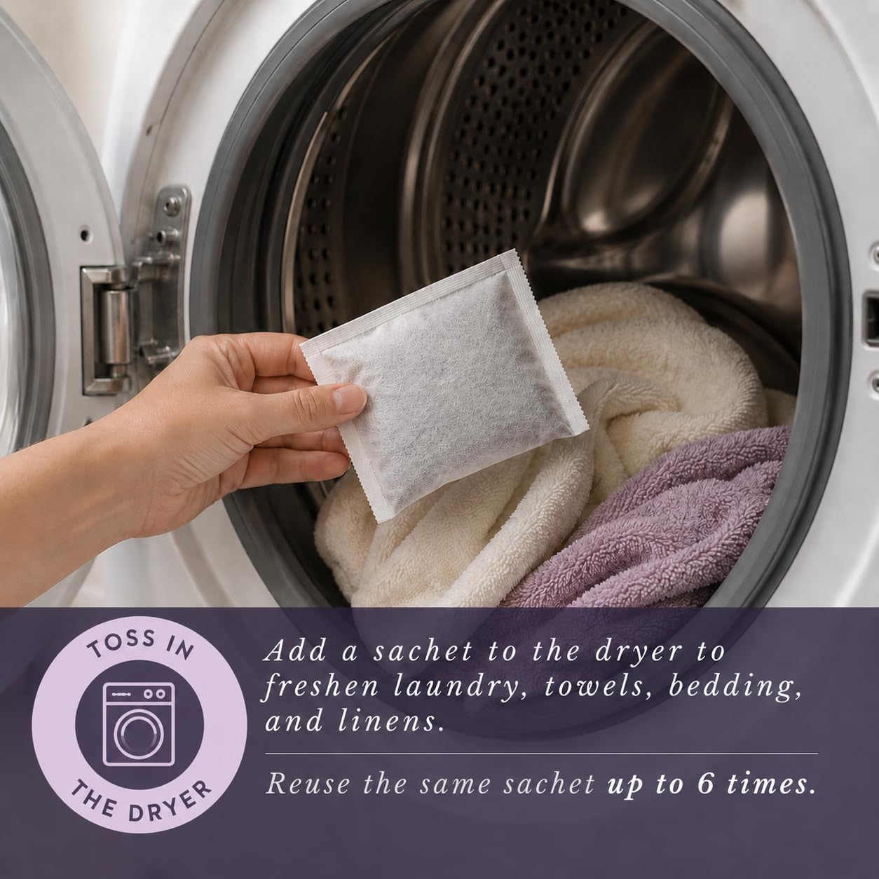 Lavender Dryer Sachets 6-Pack, Reusable Laundry Freshener, Real Lavender | Keeps laundry and linens naturally fresh with reusable lavender sachets for dryers and closets.
