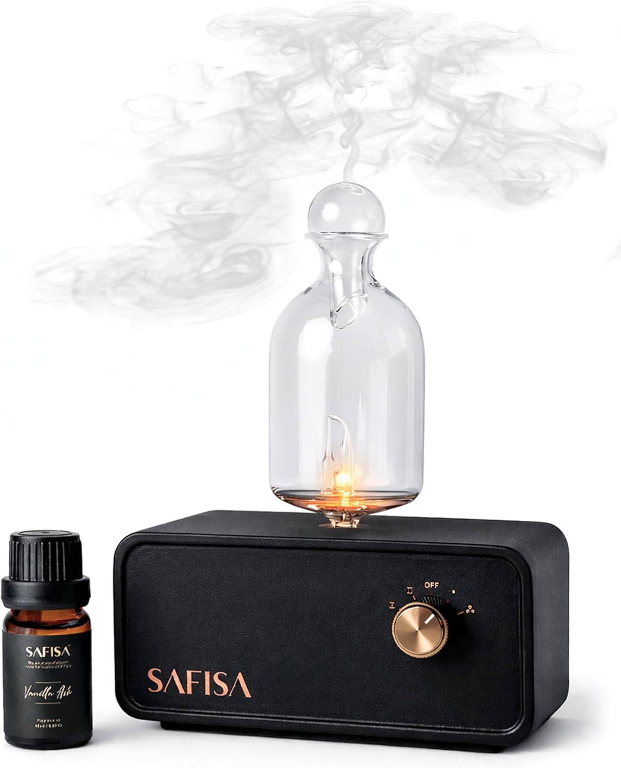 Waterless Essential Oil Diffuser, Nebulizing Cold Air Scent Diffuser for Home, 700 Sq. Ft., Portable Glass Waterless Diffuser for Large Room, Cordless Rechargeable, Smart, Hotel-Style