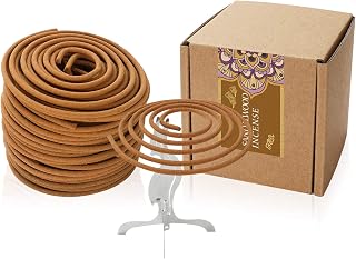 Sandalwood Coils Incense Floral Fragrance Spiral Incense for Home Decoration Holder Burner (Sandalwood)