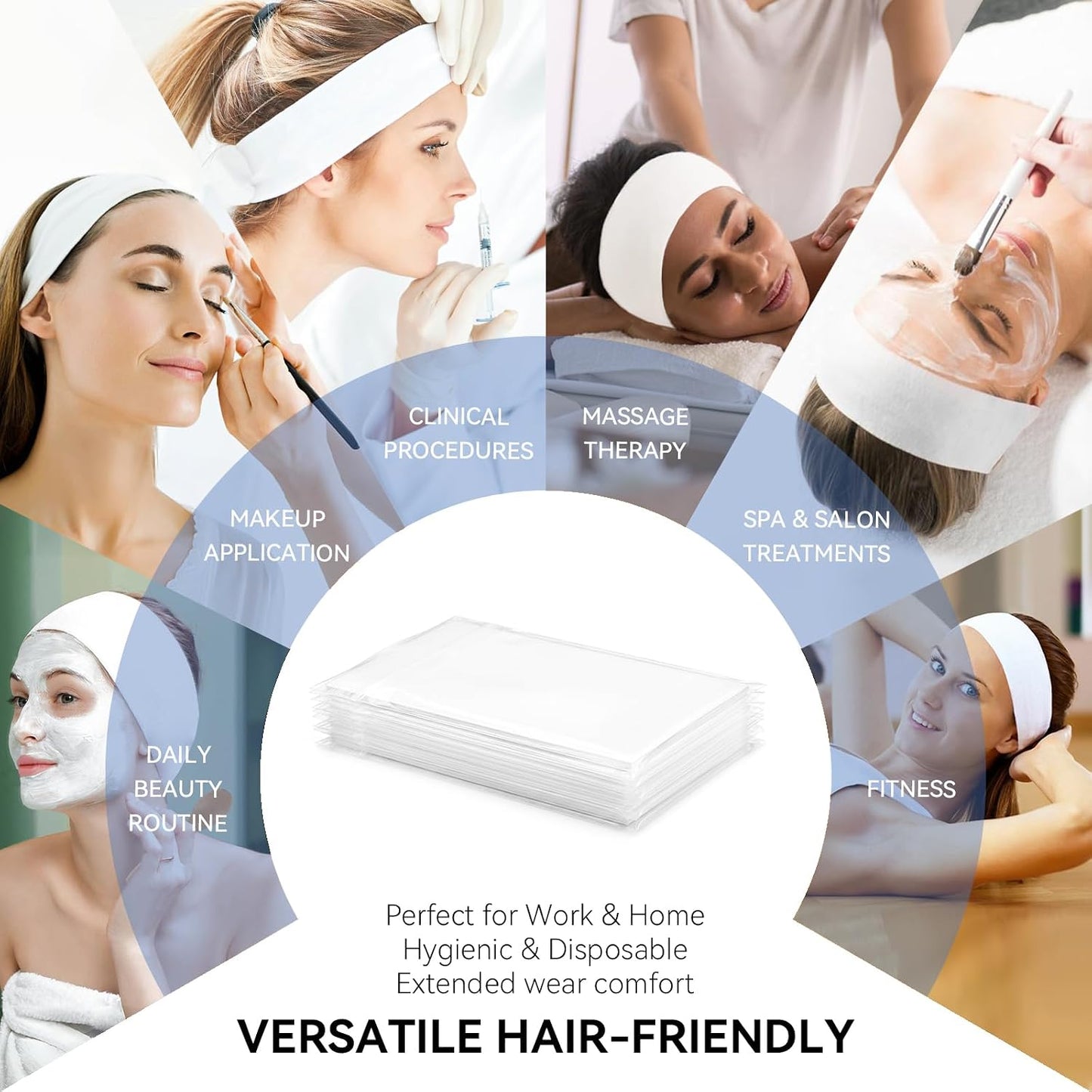 White Disposable Spa Headband for Women – 36pcs Disposable Headbands for Spa Hair bands for Facials, White Headband for Esthetician, Skincare & Washing Face, Professional Facial headbands for Women