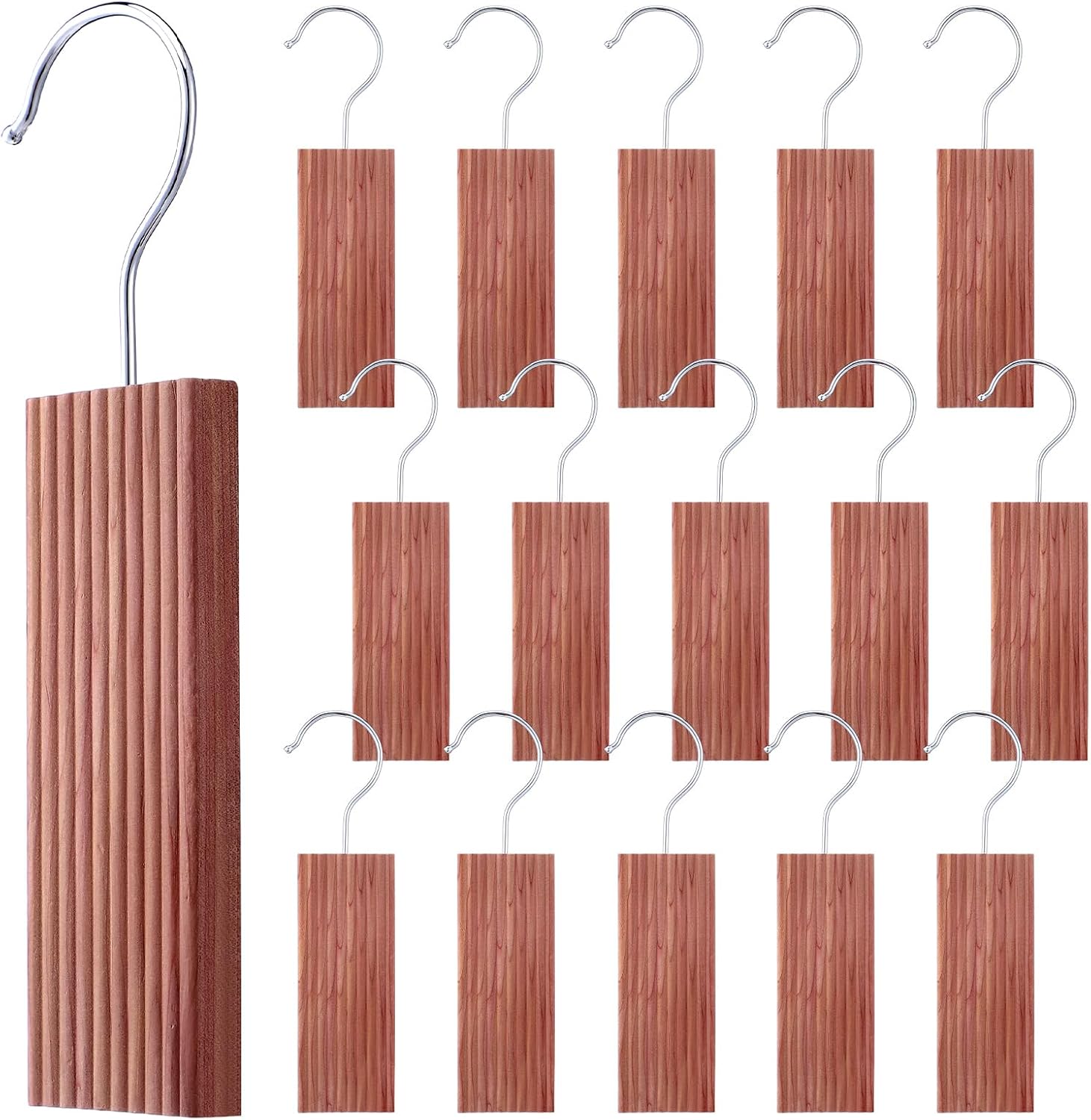 Wenqik 16 Pack Cedar Blocks for Clothes Storage Natural Cedar Hangers for Closet and Drawers, with Metal Hooks, Hanging Scent Chips for Protects & Freshens Clothes, Wardrobes Storage