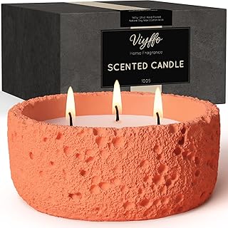 Viyffo 20oz Large Scented Candle – Vanilla Dreamscape & Pumpkin Spice, 3 Wick Non Toxic Soy Candles for Women, Warm Orange Ceramic Jar, Luxury Home Fragrance, Elegant Décor & Premium Gift