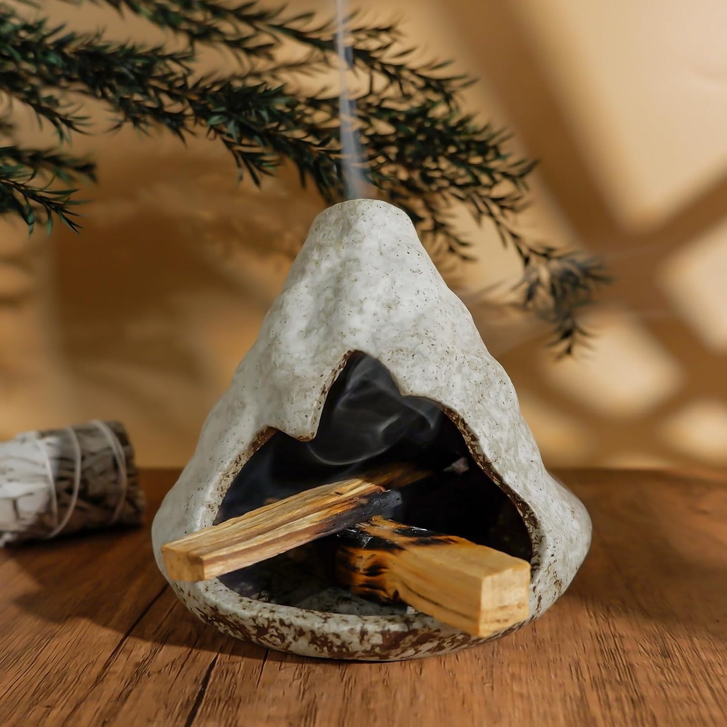 MOUGIGI Pure White Zongzi Palo Santo Holder – Elegant Sage Cone Incense Dish for Zen Meditation & Energy Cleansing – Ideal for Aromatherapy, Stress Relief, and Mindfulness Decor Gifts.