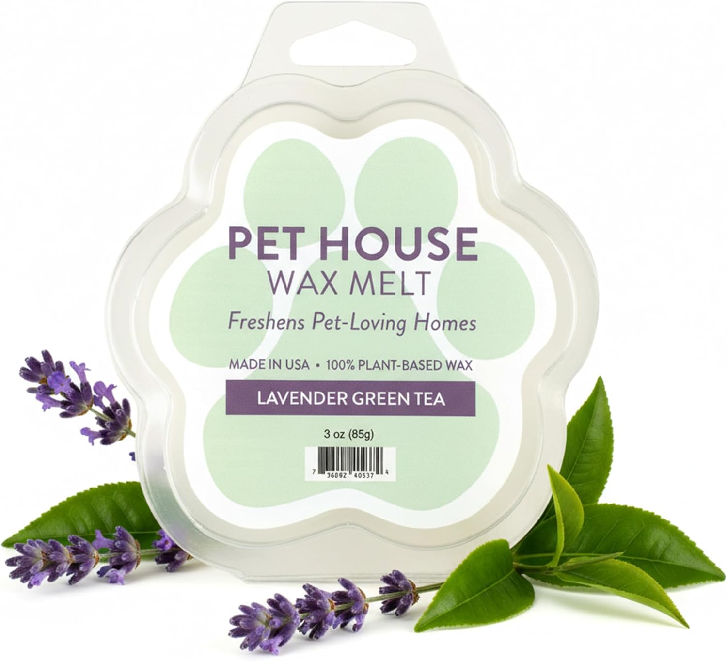 Pet House Lavender Green Tea Spring Scented Wax Melts - Long-Lasting Plant Based Soy Wax Melts Pet Friendly Pack of 2