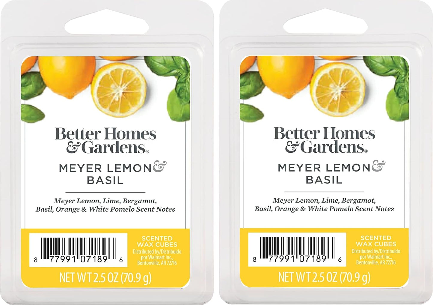 Better Homes and Gardens Scented Wax Cubes 2.5oz 2-Pack (Meyer Lemon Basil)