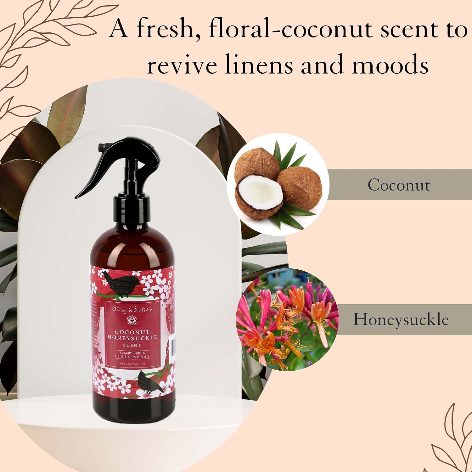 Abbey & Sullivan Linen Spray, Coconut Honeysuckle, 16 oz