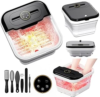 Pedicure Foot Spa with Heat, Bubble Jet, Temperature Control & Timer, collapsible foot spa Massager with Remote Control and 8 Shiatsu Massage Rollers,Pedicure Tools for Feet,Foot Bath Soak Tub